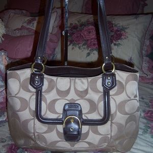 Coach Khaki Signature Belle Carry All Tote 25294